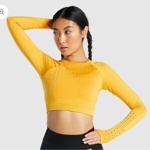 GymShark Yellow Glow Long Sleeve Seamless Crop Top